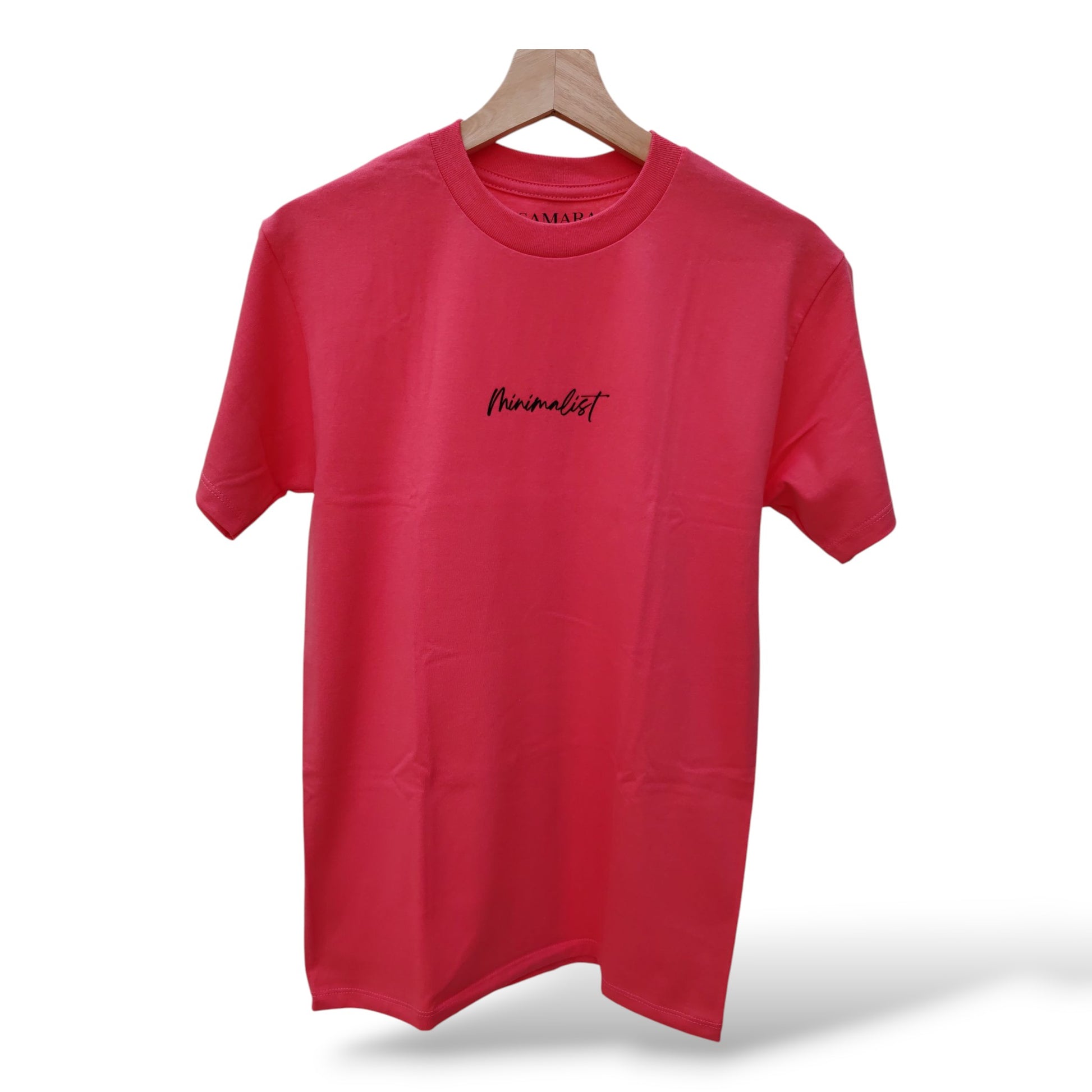Playera salmón de cuello redondo, diseño minimalist