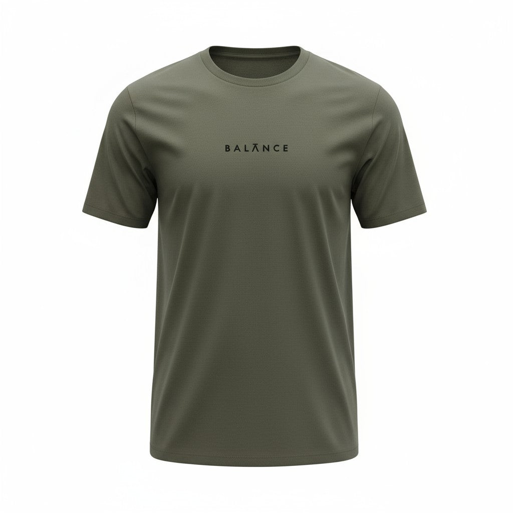 Playera verde olivo de cuello redondo, diseño legend