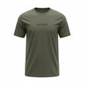 Playera verde olivo de cuello redondo, diseño legend